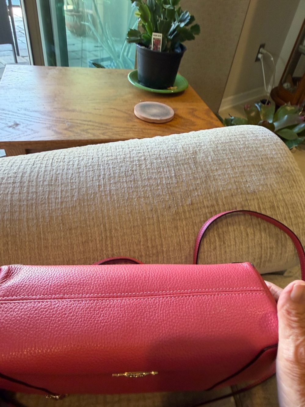 Coach strawberry haze Pink Pebbled Leather Satchel with Gold HW detachable strap - Picture 6 of 12